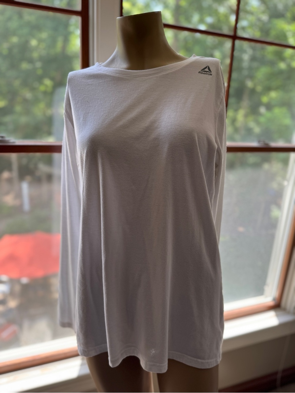Reebok White Long-Sleeve Logo Tee